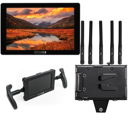 SmallHD Cine 7 7" Full HD Touchscreen On-Camera Monitor with Teradek Bolt 4K RX Monitor Module, Gold Mount, Lightweight Rubber Handles