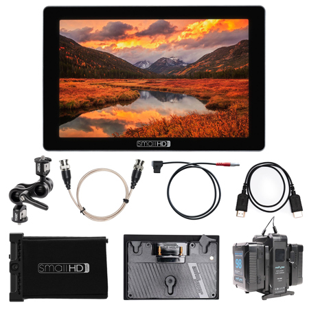 SmallHD Cine 7 7" Full HD Touchscreen On-Camera Monitor, Bundle with Monitor Mount, Lithium-Ion Battery Kit, Gold Mount Bracket