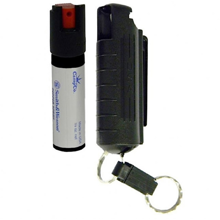 Smith & Wesson 3/4oz Pepper Spray with Plastic Case & QR Clip, Silver/Black