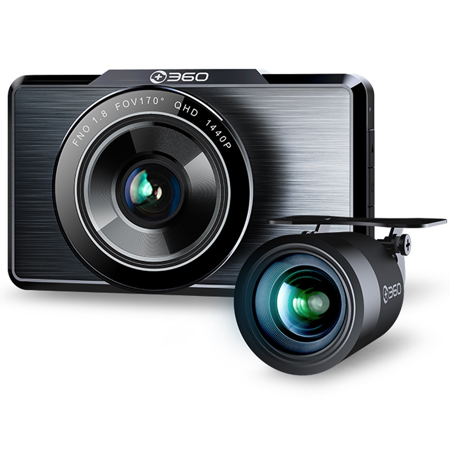 360 G500H Wireless Dash Camera with Front 2K Rear 1080P and Built-In GPS