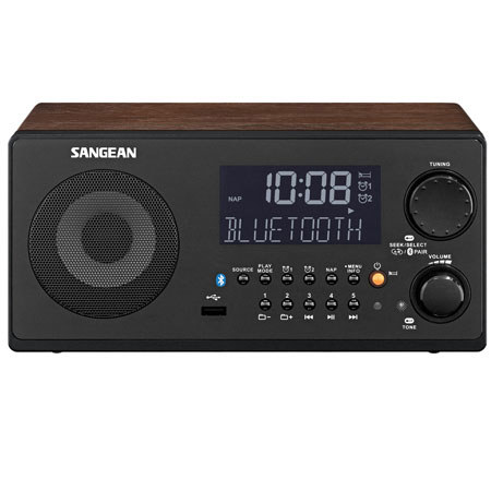 Sangean WR-22 FM-RDS (RBDS)/AM/USB/Bluetooth Digital Receiver, Walnut