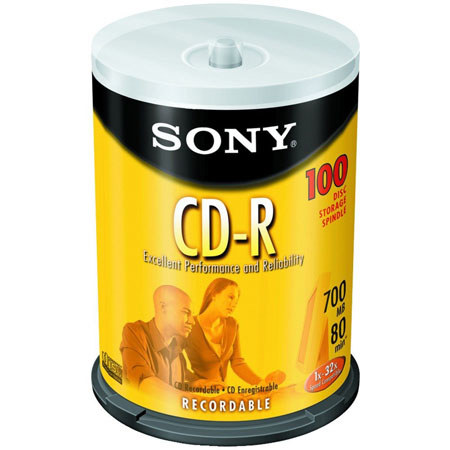 Sony 700MB CD-R Data Recordable Compact Disc, 100 Pack