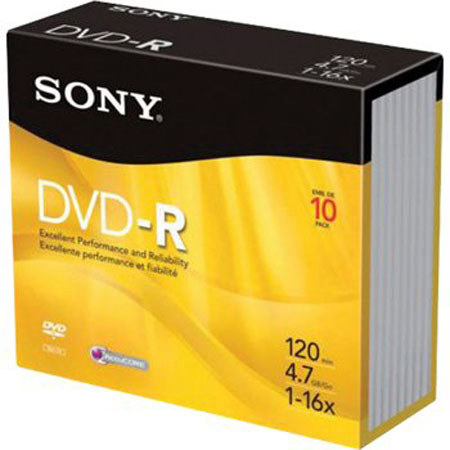 Sony 4.7GB DVD-R Recordable Disc, 10 Pack
