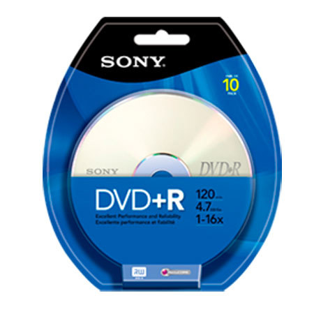 Sony 4.7GB DVD+R Recordable Media, 10 Pack