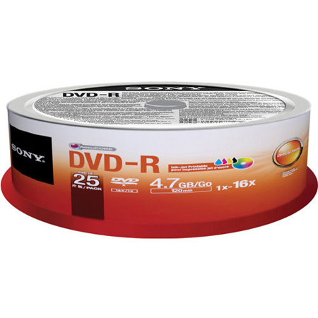 Sony DVD-R Printable DVD Media, 25 Pack