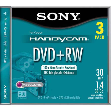 Sony 8cm 1.4GB DVD+RW Rewriteable Media, 3 Pack