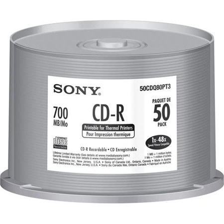 Sony 50CDQ80PT3 48x CD-R Spindle, 50 Pack