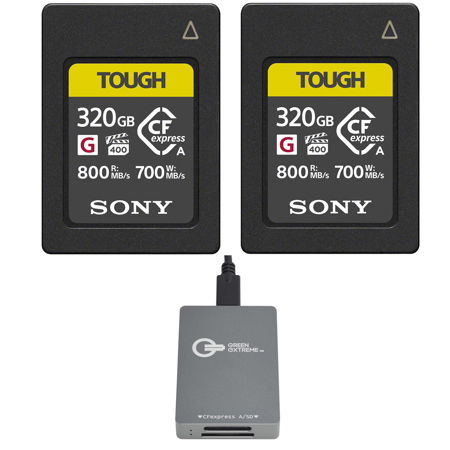 Sony TOUGH 320GB CFexpress Type-A Memory Card, 2-Pack, with SD Card Reader