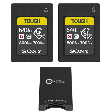 Sony CEA-G Series TOUGH 640GB CFexpress Type-A Memory Card, 2-Pack, with USB-C CFexpress Type-A and SD UHS-II Card Reader