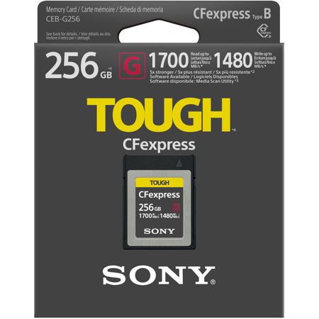 Sony 256GB CFexpress Type B Tough Memory Card, 1700 MB/s Read, 1480 MB/s Write