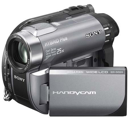 Sony DCR-DVD810 DVD Handycam Camcorder, 25x Optical, 2000x Digital Zoom, Carl Zeiss Vario-Tessar Lens, 2.7" Touch Panel LCD Screen
