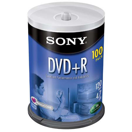 Sony 100DPR47RS4 16x DVD+R Recordable Discs on Spindle