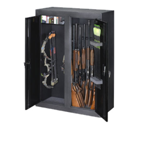 Stack-On Buck Commander Double Door Gun & Bow Cabinet, Hammertone Silver/Black