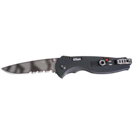 SOG Flash II, Folding Knife with 3.5" Tiger Stripe Black TiNi Coated, Partially Serrated Blade, & Zytel Handle, Overall Length 8.0".