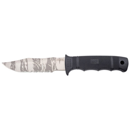 SOG SEAL Pup, Fixed Blade Knife with 4.75" Powder Coated & Tiger Striped, Partially Serrated Steel Blade, & Zytel Handle, Overall Length 9.0".