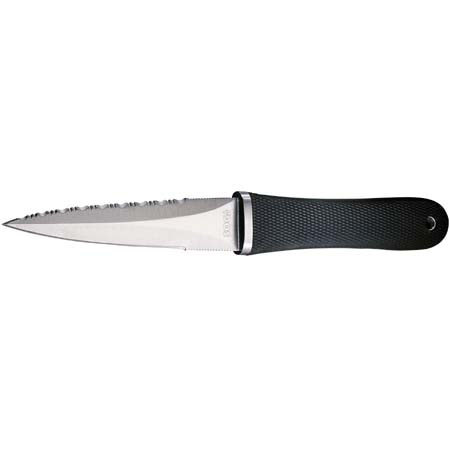 SOG Pentagon, Fixed Blade Knife with 5.0" Polished Satin, Double Edge & Partially Serrated Steel Blade, & Kraton Rubber Handle, Overall Length 9.75"