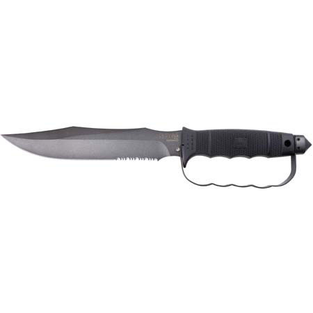 SOG Tigershark 2.0, Fixed Blade Knife with 9.0" Powder Coated, Partially Serrated Steel Blade, & Black Zytel Handle, Overall Length 15.25"