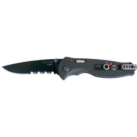 SOG TFSA97 Flash I, Folding Knife 2.5in Black Nitride