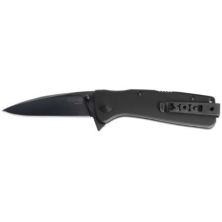 SOG Twitch XL, Folding Knife with 3.25" Black Titanium Nitride, TiNi, Stainless Steel Blade, & Black Anodized Aluminum Handle, Overall Length 7.5"