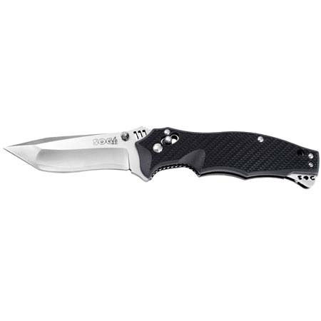 SOG Vulcan, Folding Knife with 3.5" Satin Polished Stainless Steel Tanto Style Blade, & Black Zytel Handle, Overall Length 8.375"