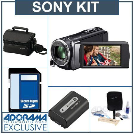 Sony HDR-CX200 HD Camcorder, Black, Bundle w/16GB Card, Spare Battery, Case