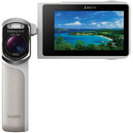 Sony HDR-GW77V Waterproof Full HD 16GB Flash Memory Camcorder, White