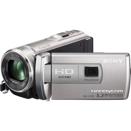 Sony HDR-PJ200 HD Camcorder / Projector, Silver, Bundle with Accessories
