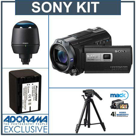 Sony HDR-PJ710V Camcorder w/Projector, Bundle w/Speaker, Spare Battery, Tripod