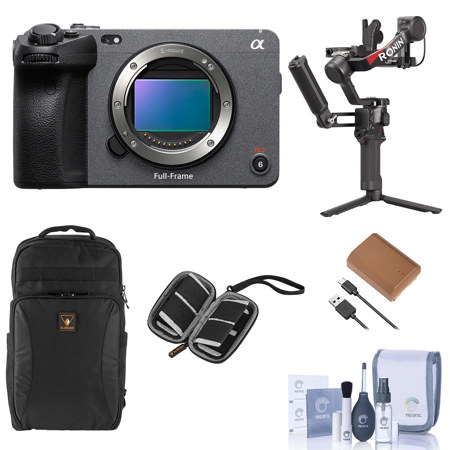 Sony FX3 Full-Frame Cinema Line Camera Bundle with DJI RS 3 Pro Combo Gimbal, Backpack, Battery, SD Card Case, Cleaning Kit