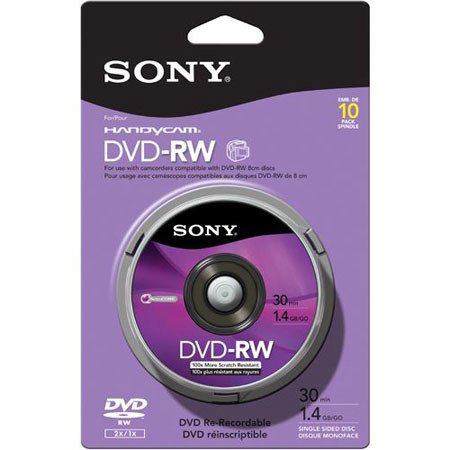 Sony 8.0cm DVD-RW Mini DVD-RW Disc, 10 Pack