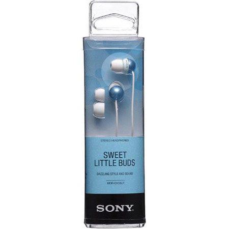 Sony MDREX33LP EX Earbud Headphones Three Sizes, Blue
