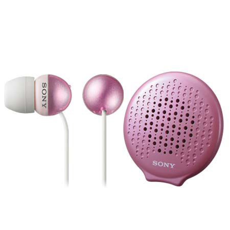 Sony MDR-EX34SC EX Style Headphones with Passive Speaker Carrying Case, Pink