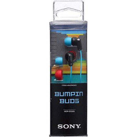 Sony MDREX35LP EX Earbud Headphone Three Sizes Blue/Red