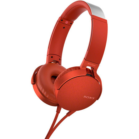 Sony XB550AP EXTRA BASS Headphones with Mic, Red