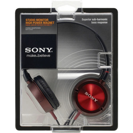 Sony MDR-ZX300 Stereo Headphones, Red