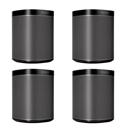 Sonos 4 Pack PLAY 1 Compact Wireless Smart Speaker for Streaming Music Works with Alexa Metallic Black