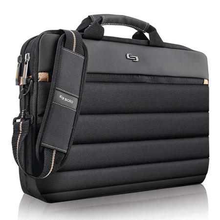 Solo Bags 15.6" Pro Slim Laptop Briefcase, Black/Gold