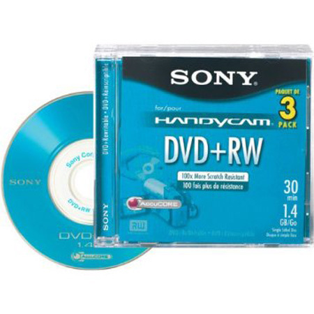 Sony 3DPW30R2HC 8cm (3.1") DVD+RW Camcorder Media with Hangtab, 3 Pack