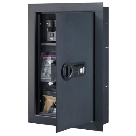 Stack-On Wall Safe with Biometric Lock, Black