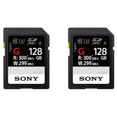 Sony 2 Pack 128GB SF-G Series UHS-II U3 Class 10 SDXC Memory Card, Maximum 300 MB/s Read