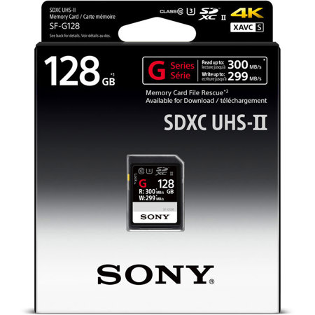Sony SF-G Series 128GB UHS-II U3 Class 10 SDXC Memory Card, Maximum 300 MB/s Read and 299 MB/s Write Speed
