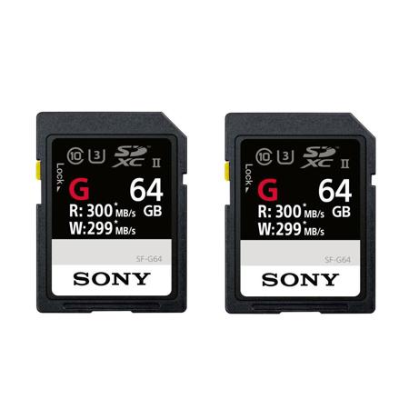 Sony 64GB SF-G Series UHS-II U3 Class 10 SDXC Memory Card, 2 Pack