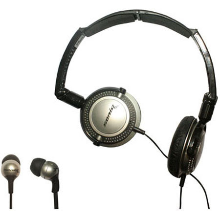 Soniq KABOOM! Headphone/Earphone Combo Pack, Silver
