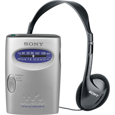 Sony SRF-59 AM/FM Walkman Radio, AM/FM Tuner, Silver