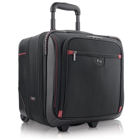 Solo Bags 16" Executive Rolling Overnighter Case, Black/Red