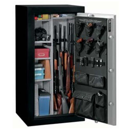 Stack-on TD-28-SB-C-S Gun Safe with Electronic Lock & Door Storage, Black/Silver