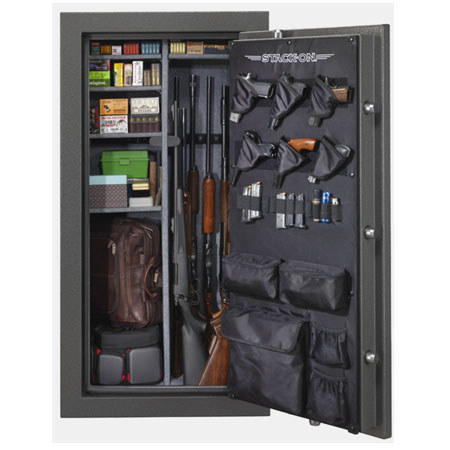 Stack-On 22 Gun Safe with Electronic Lock and Door Storage, Gray Pebble