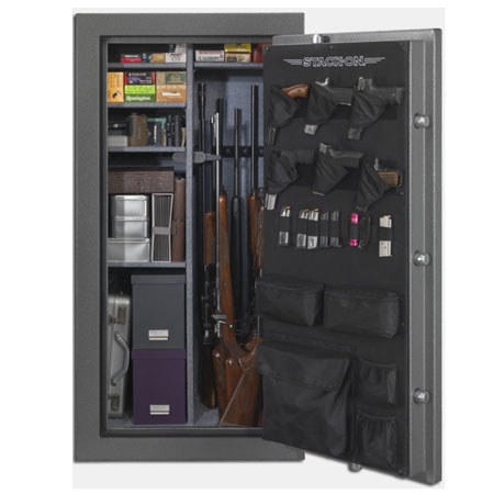Stack-On 28 Gun Safe with Electronic Lock and Door Storage, Gray Pebble