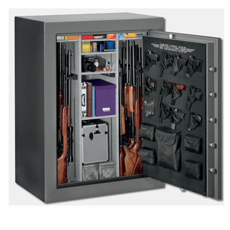 Stack-On 54 Gun Safe with Combination Lock and Door Storage, Gray Pebble