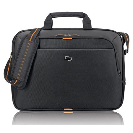 Solo Bags 15.6" Urban Slim Laptop Briefcase, Black/Orange